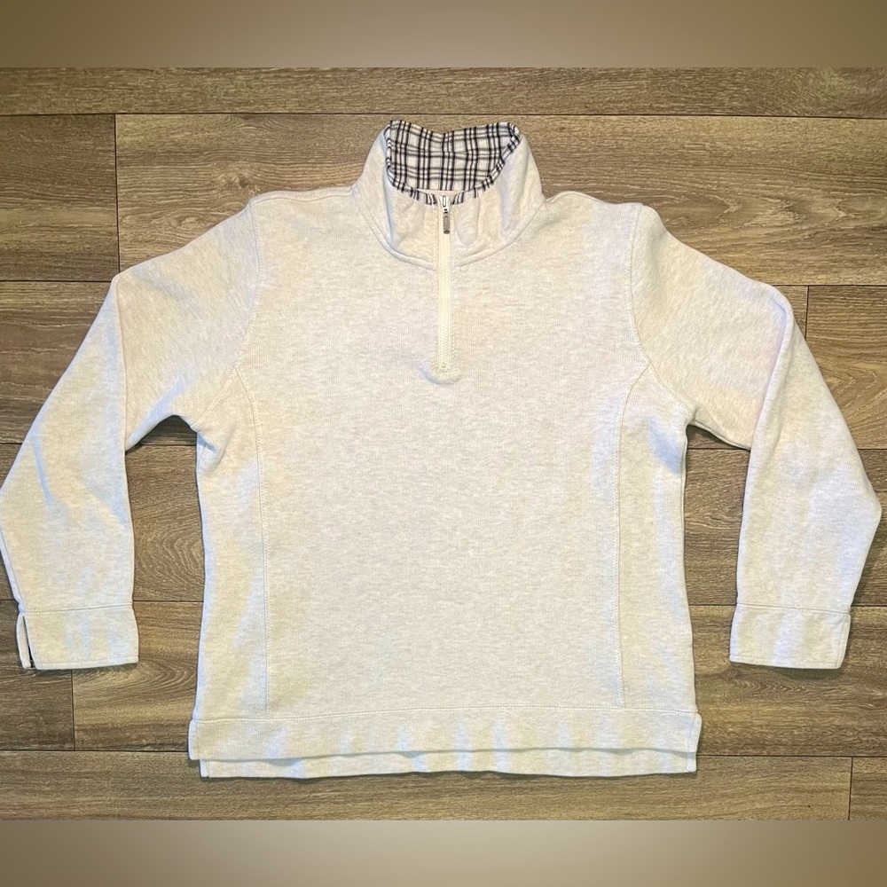 Orvis Signature Women's Softest Print-Trimmed Quarter-Zip Sweatshirt Checkered
